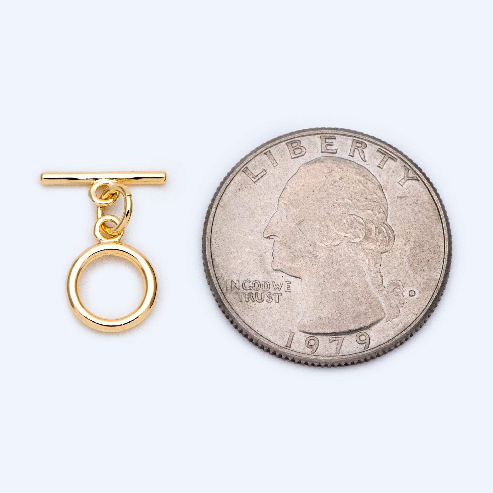 10 sets Gold Toggle Clasp, Real Gold plated Brass, Easy Close Clasp 9mm Smooth Round (#GB-1543-C)