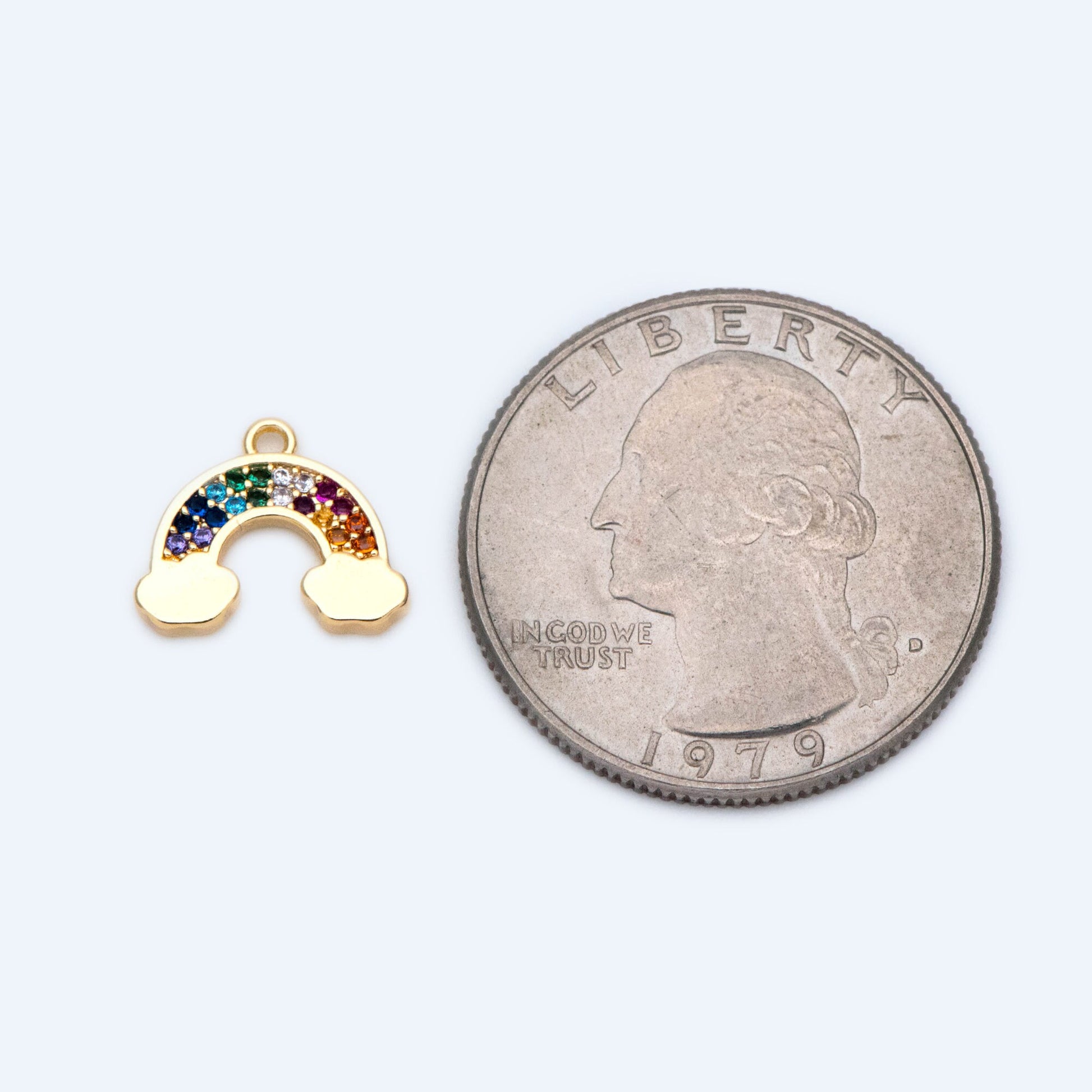 10pcs CZ Pave Rainbow Charms 10x12mm, 18K Gold plated Brass Rainbow Pendants (GB-1566)