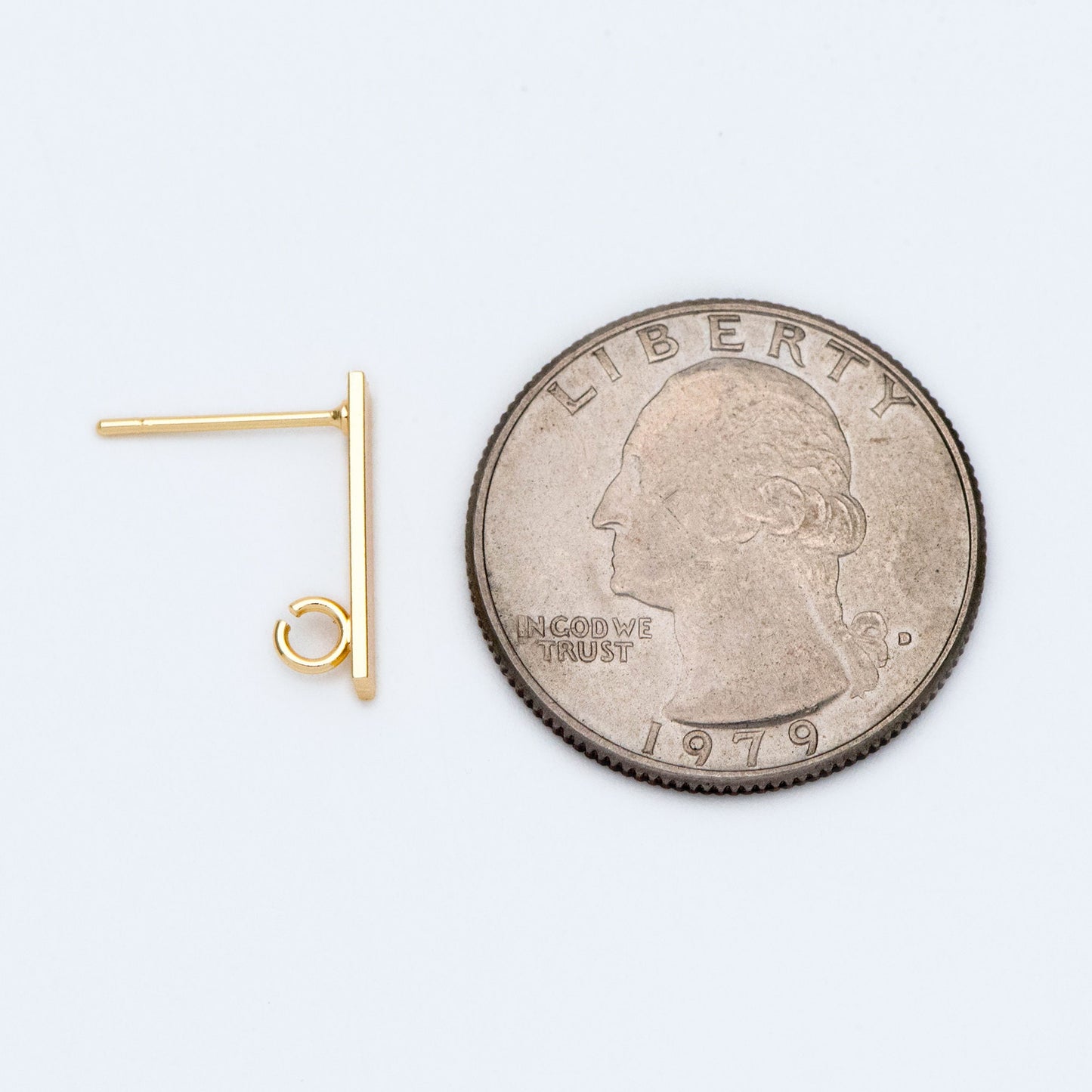 10pcs Gold/ Silver Tone Rectangle Earring Post with Loop, 18K Gold/ Rhodium Plated Brass, Geometric Earring Components (GB-1526)