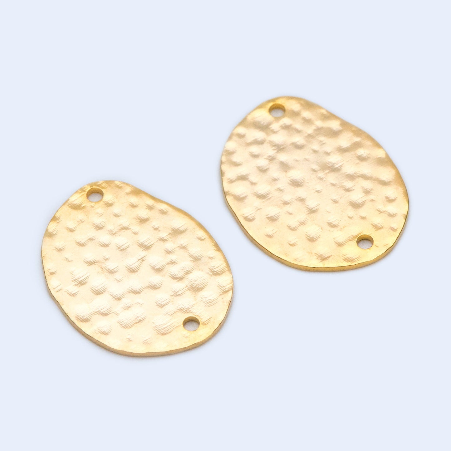 10pcs Hammered Oval Connector, Oval Charm, Gold plated Brass Oval Pendant (GB-654-C)