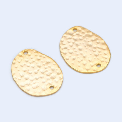 10pcs Hammered Oval Connector, Oval Charm, Gold plated Brass Oval Pendant (GB-654-C)