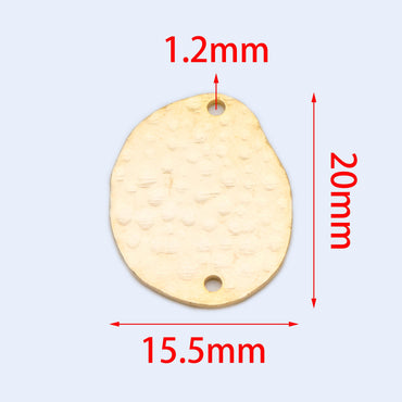 10pcs Hammered Oval Connector, Oval Charm, Gold plated Brass Oval Pendant (GB-654-C)