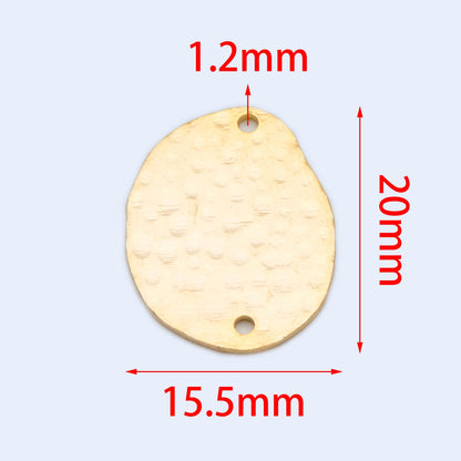 10pcs Hammered Oval Connector, Oval Charm, Gold plated Brass Oval Pendant (GB-654-C)