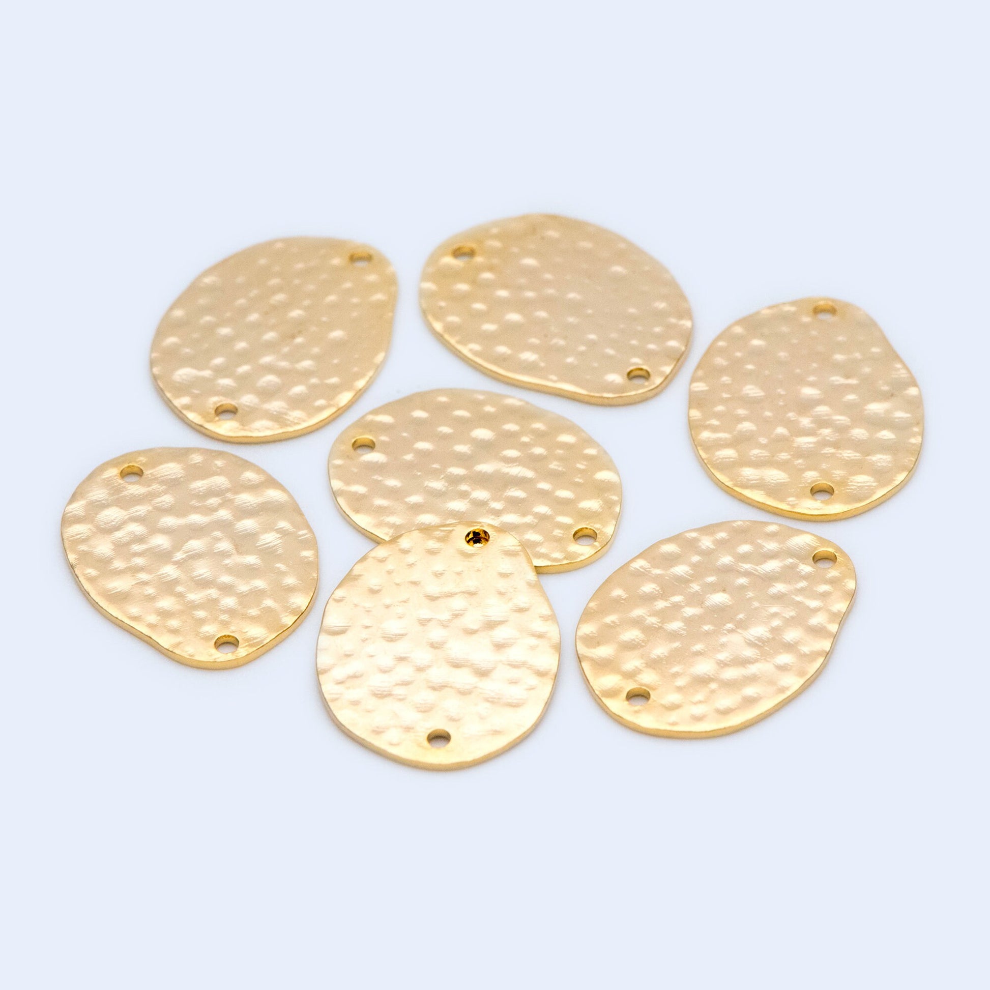 10pcs Hammered Oval Connector, Oval Charm, Gold plated Brass Oval Pendant (GB-654-C)