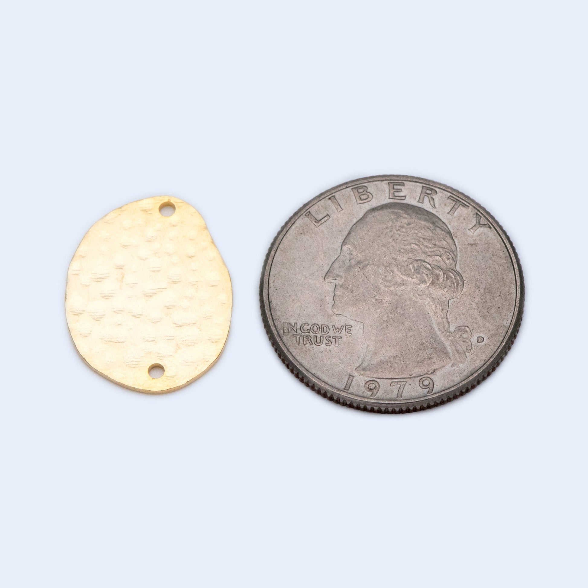 10pcs Hammered Oval Connector, Oval Charm, Gold plated Brass Oval Pendant (GB-654-C)