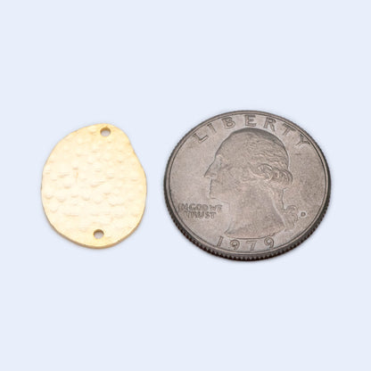 10pcs Hammered Oval Connector, Oval Charm, Gold plated Brass Oval Pendant (GB-654-C)