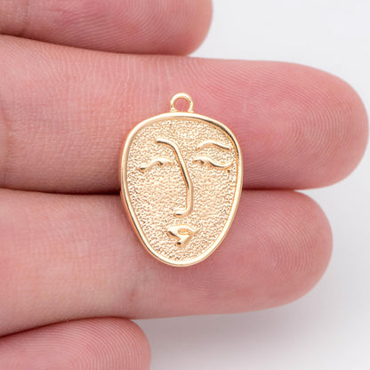 10pcs Gold/ Silver Tone Face Charm 19x13.5mm,18K Gold plated Brass, Jewelry Supply (GB-1532)