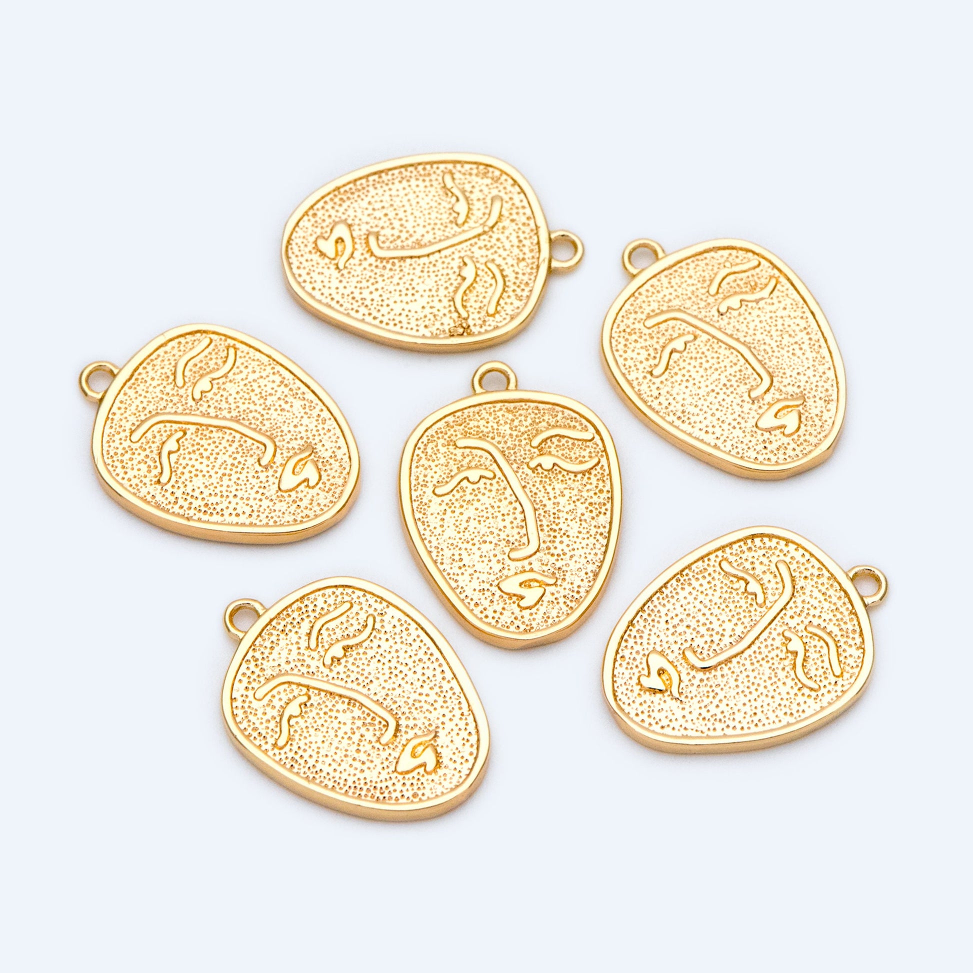10pcs Gold/ Silver Tone Face Charm 19x13.5mm,18K Gold plated Brass, Jewelry Supply (GB-1532)