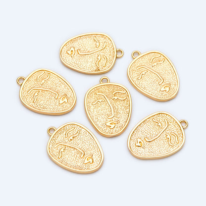 10pcs Gold/ Silver Tone Face Charm 19x13.5mm,18K Gold plated Brass, Jewelry Supply (GB-1532)