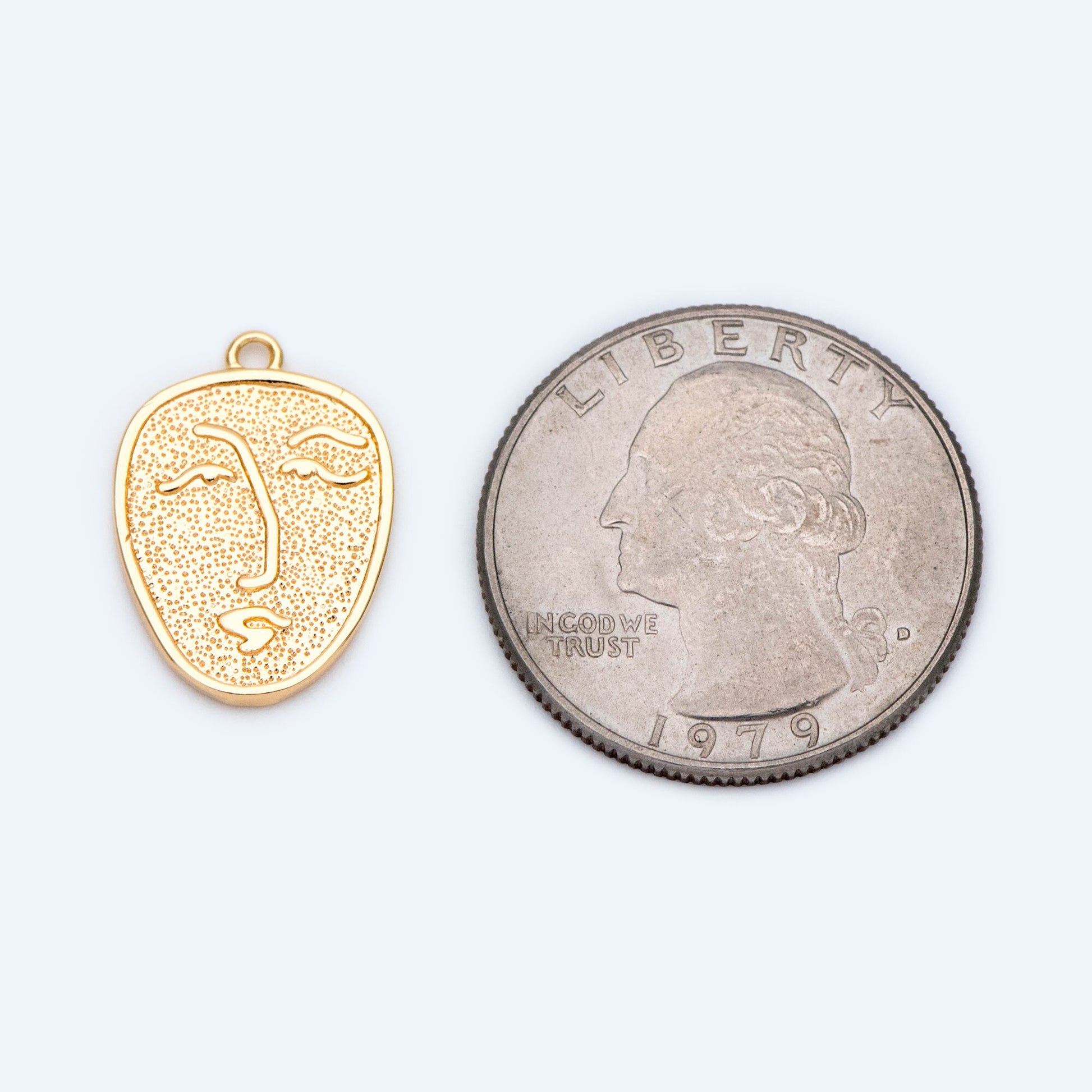 10pcs Gold/ Silver Tone Face Charm 19x13.5mm,18K Gold plated Brass, Jewelry Supply (GB-1532)