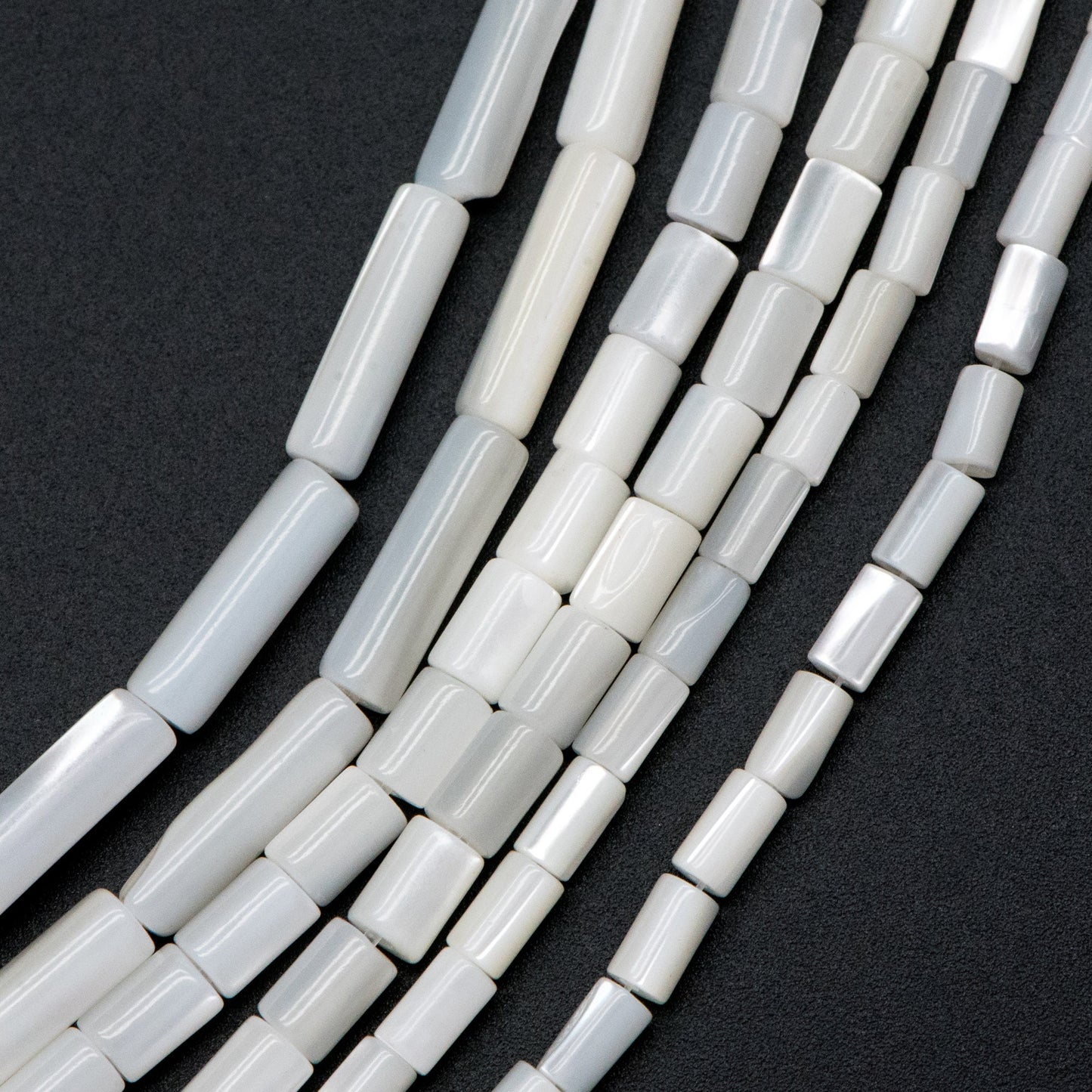 1 full strand, MOP Shell Stick beads, White Mother of Pearl Tube, Top Drilled Through, Multi Size -V1068