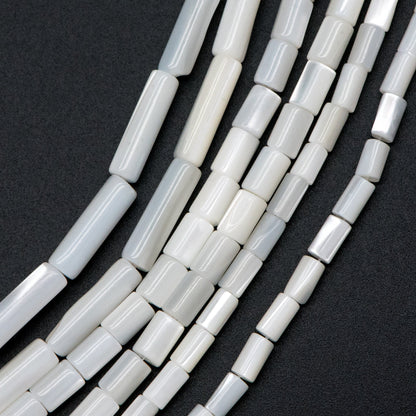 1 full strand, MOP Shell Stick beads, White Mother of Pearl Tube, Top Drilled Through, Multi Size -V1068