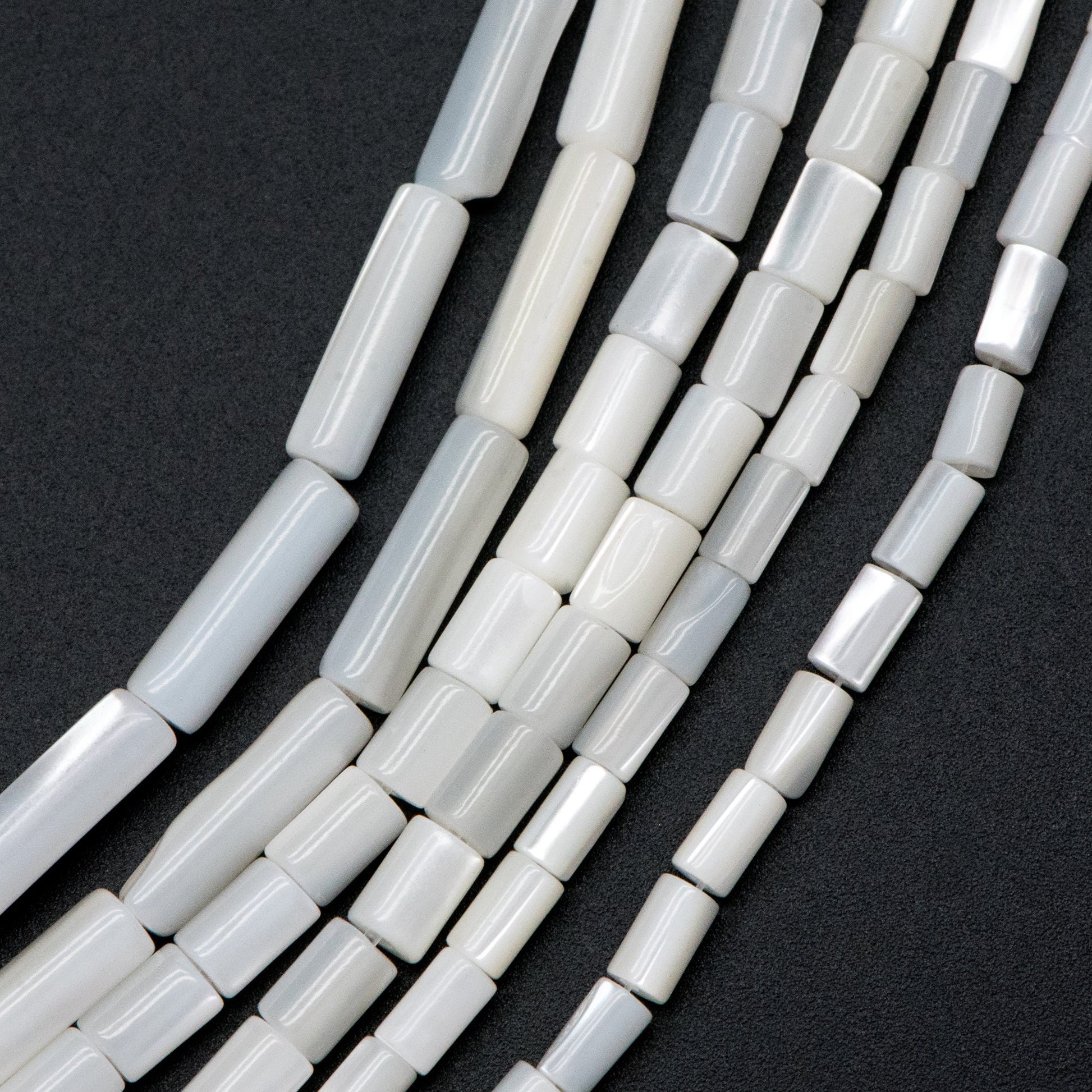 1 full strand, MOP Shell Stick beads, White Mother of Pearl Tube, Top Drilled Through, Multi Size -V1068