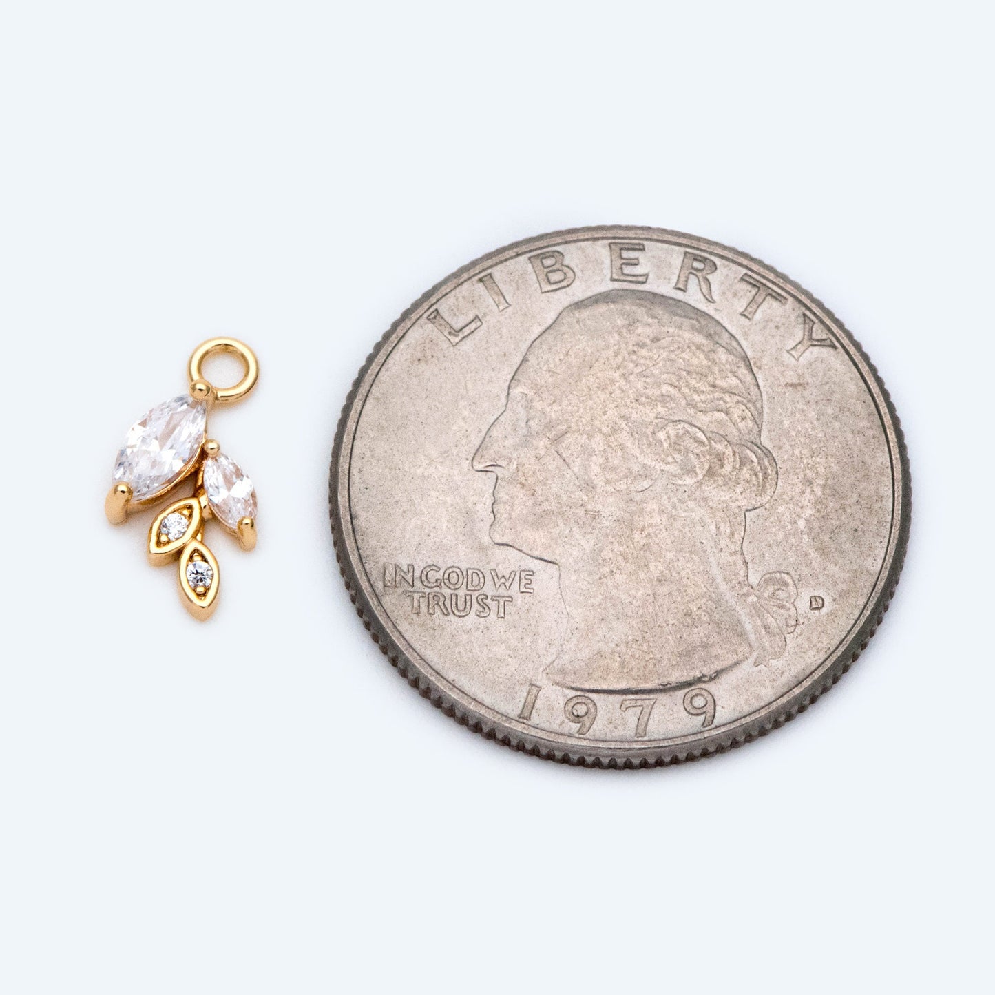 4pcs Gold plated Brass CZ pave Leaf Charms, Leaf Pendants, Earring Findings, Jewelry Making, Jewelry Supplies (GB-4130-D)