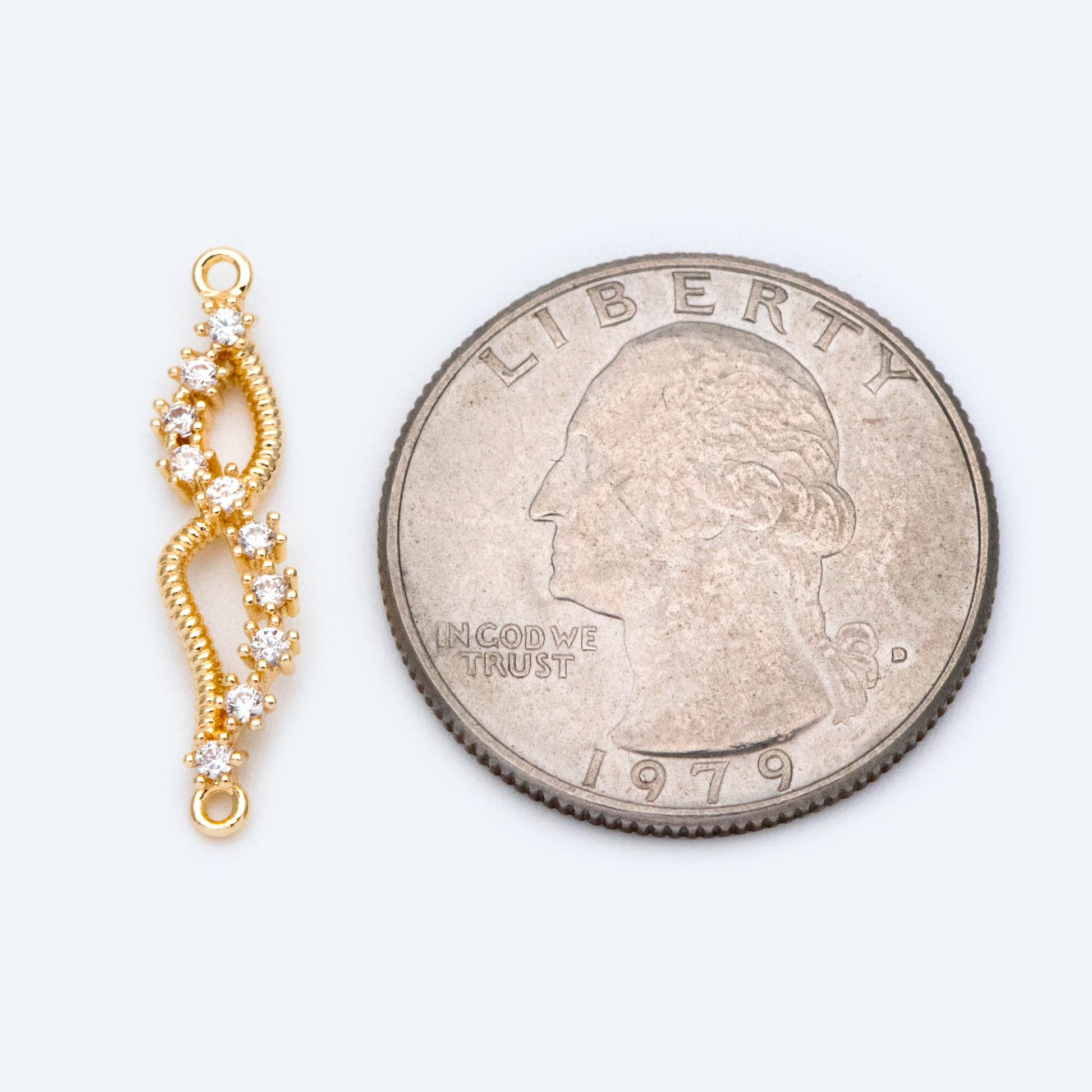 4pcs Micro PaveWing Connector, Gold plated Brass Connector, CZ Rhinestone Pave Charm Pendants (GB-2197-E)