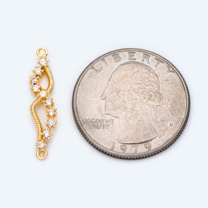 4pcs Micro PaveWing Connector, Gold plated Brass Connector, CZ Rhinestone Pave Charm Pendants (GB-2197-E)