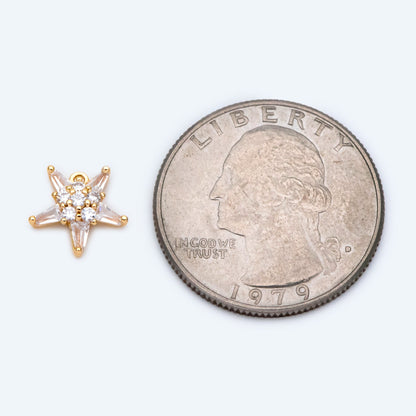 10pcs CZ Pave Gold Star Charm Pendant 10mm, Earring Findings, Jewelry Making, Diy Material, Jewelry Supplies (GB-162-H)