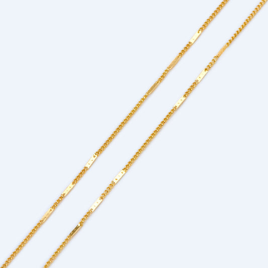 Gold Flat Circle Chains 1mm, Tiny Curb Chains, 18K Gold plated Brass, Dainty Necklace Findings (#LK-433)/ 1 Meter=3.3 ft