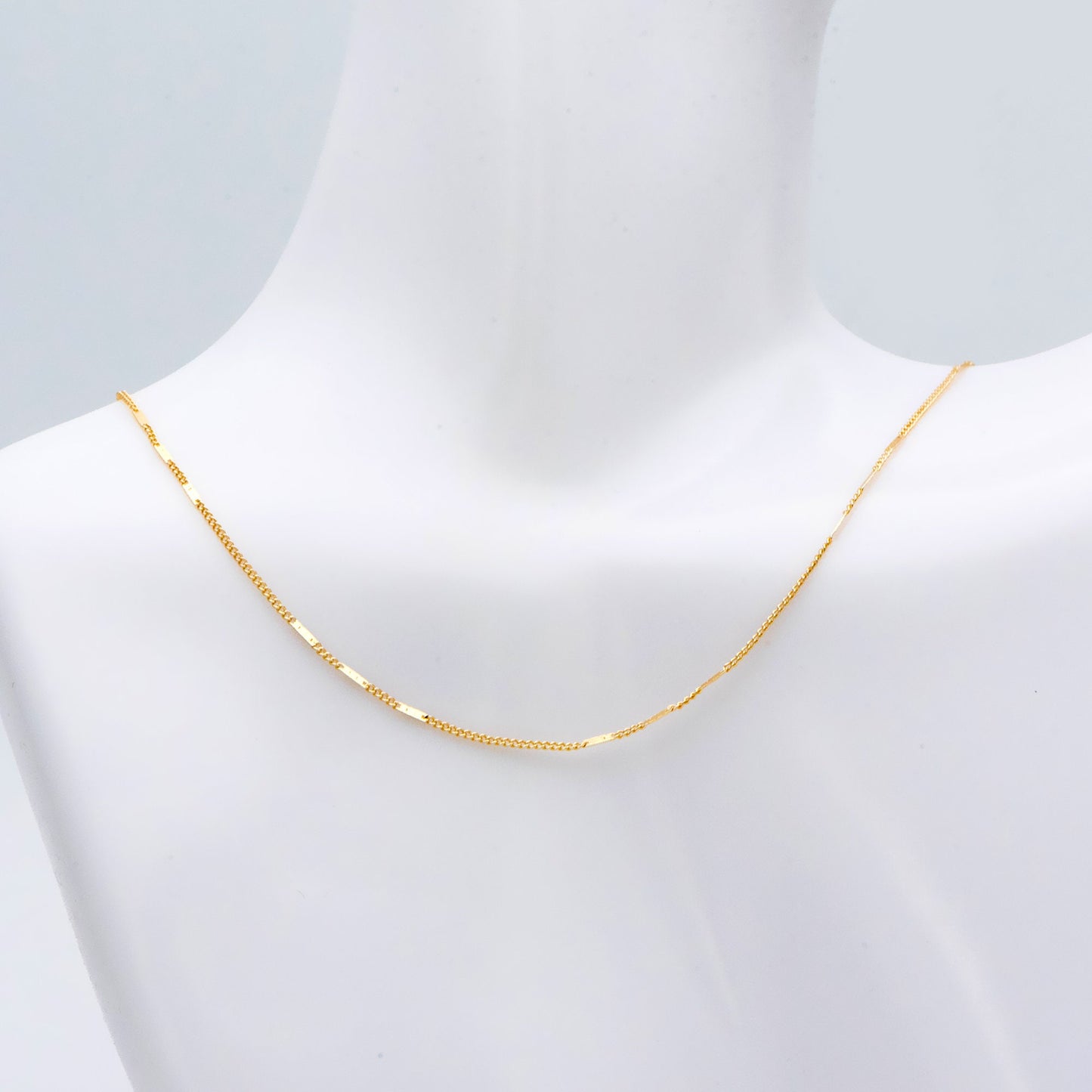Gold Flat Circle Chains 1mm, Tiny Curb Chains, 18K Gold plated Brass, Dainty Necklace Findings (#LK-433)/ 1 Meter=3.3 ft
