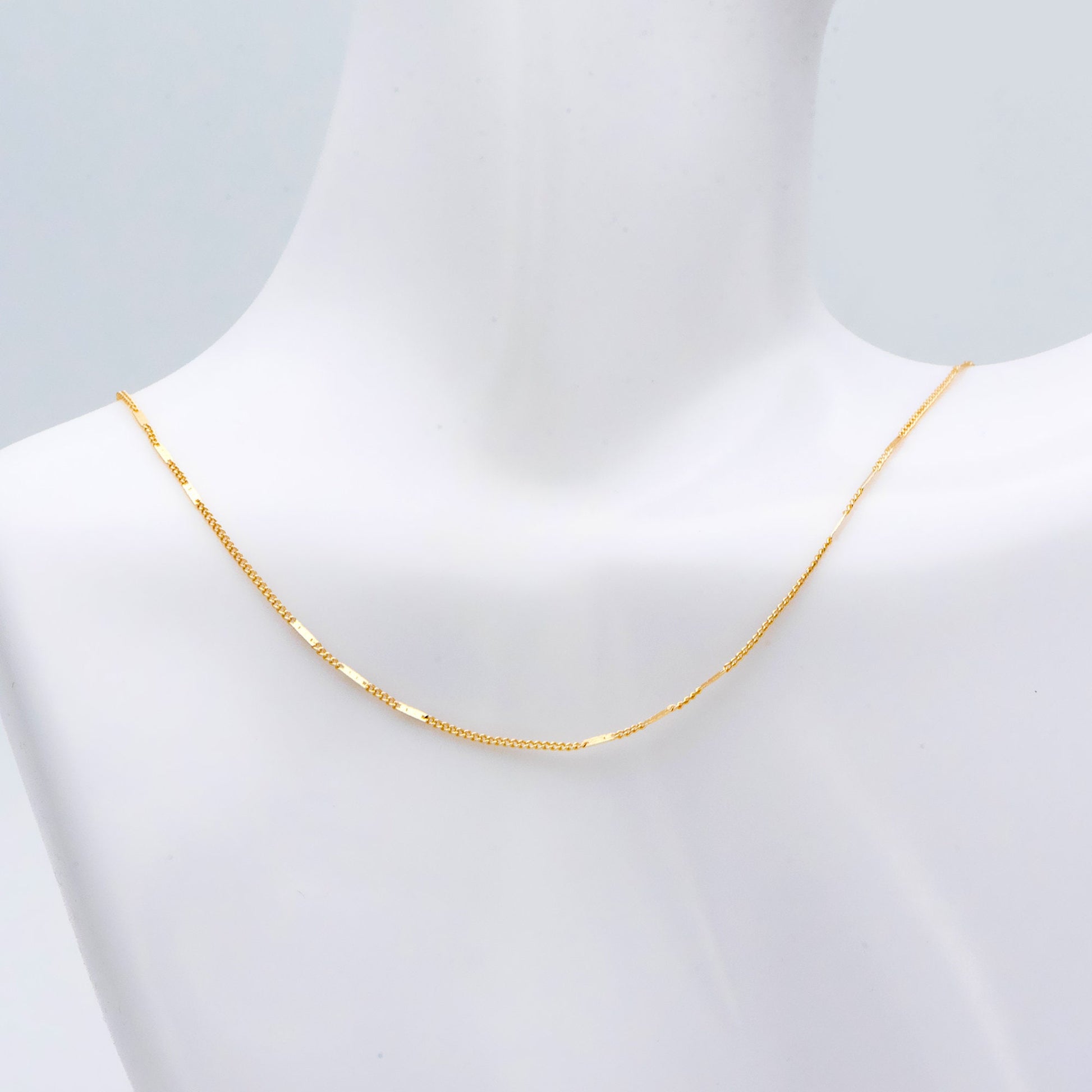 Gold Flat Circle Chains 1mm, Tiny Curb Chains, 18K Gold plated Brass, Dainty Necklace Findings (#LK-433)/ 1 Meter=3.3 ft