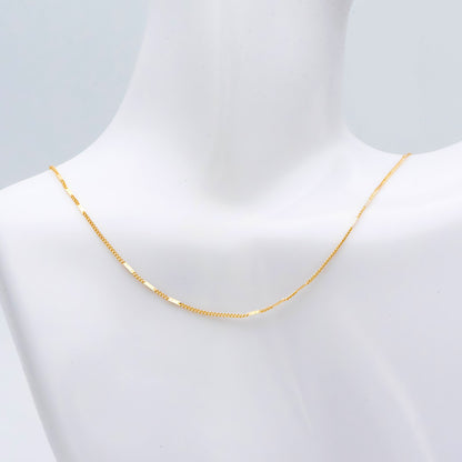 Gold Flat Circle Chains 1mm, Tiny Curb Chains, 18K Gold plated Brass, Dainty Necklace Findings (#LK-433)/ 1 Meter=3.3 ft