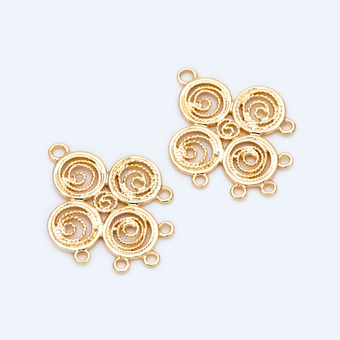 10pcs Gold Filigree Connectors, Gold plated Brass Earring Charms, Necklace Pendants with Loops 22x17mm (GB-1550)