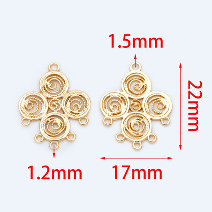 10pcs Gold Filigree Connectors, Gold plated Brass Earring Charms, Necklace Pendants with Loops 22x17mm (GB-1550)