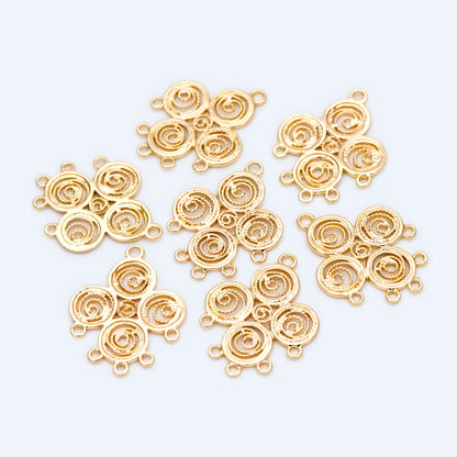 10pcs Gold Filigree Connectors, Gold plated Brass Earring Charms, Necklace Pendants with Loops 22x17mm (GB-1550)