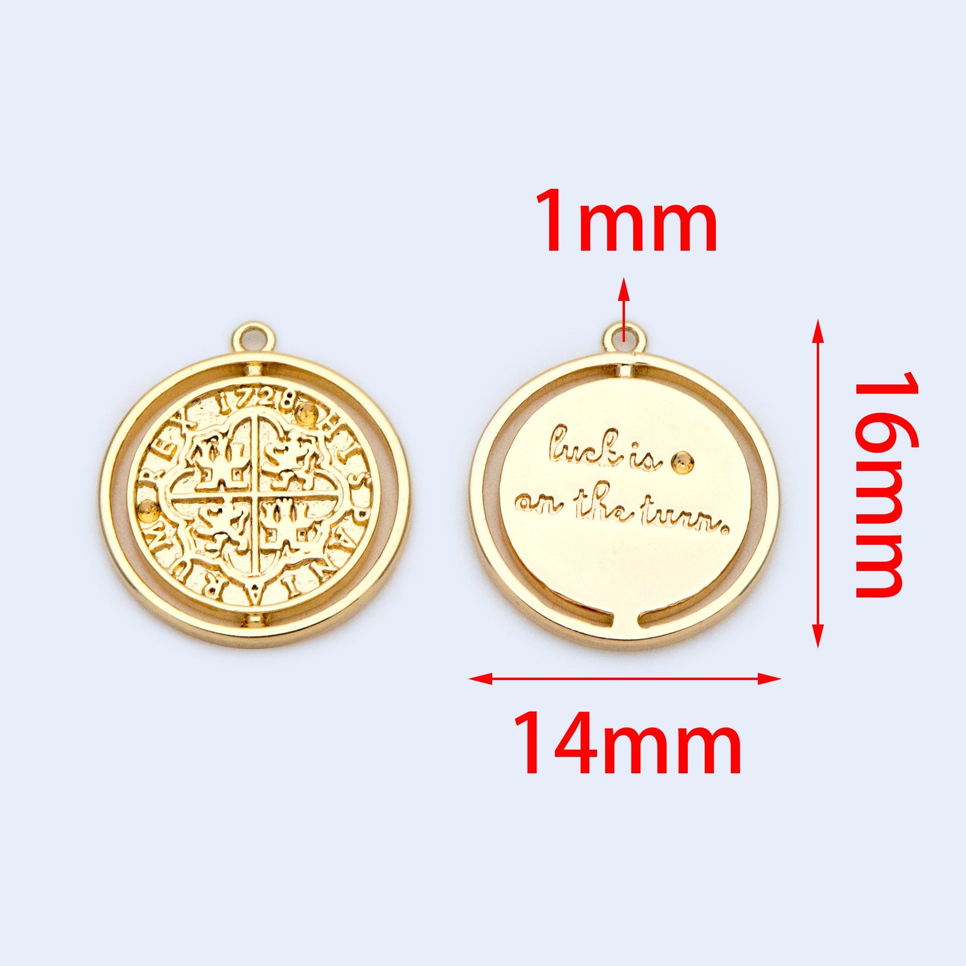 10pcs Gold/ Silver tone Medallion Charm Pendant 16x14mm, Jewelry Supply (GB-1634)
