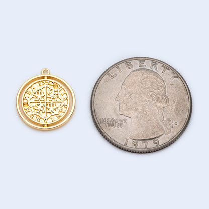 10pcs Gold/ Silver tone Medallion Charm Pendant 16x14mm, Jewelry Supply (GB-1634)