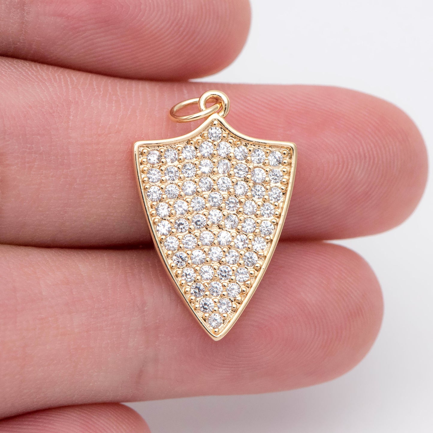 4pcs CZ pave Dainty Shield Charm Medieval Knight Medallion Pendant for Necklace Earring Bracelet Charm (GB-1560)