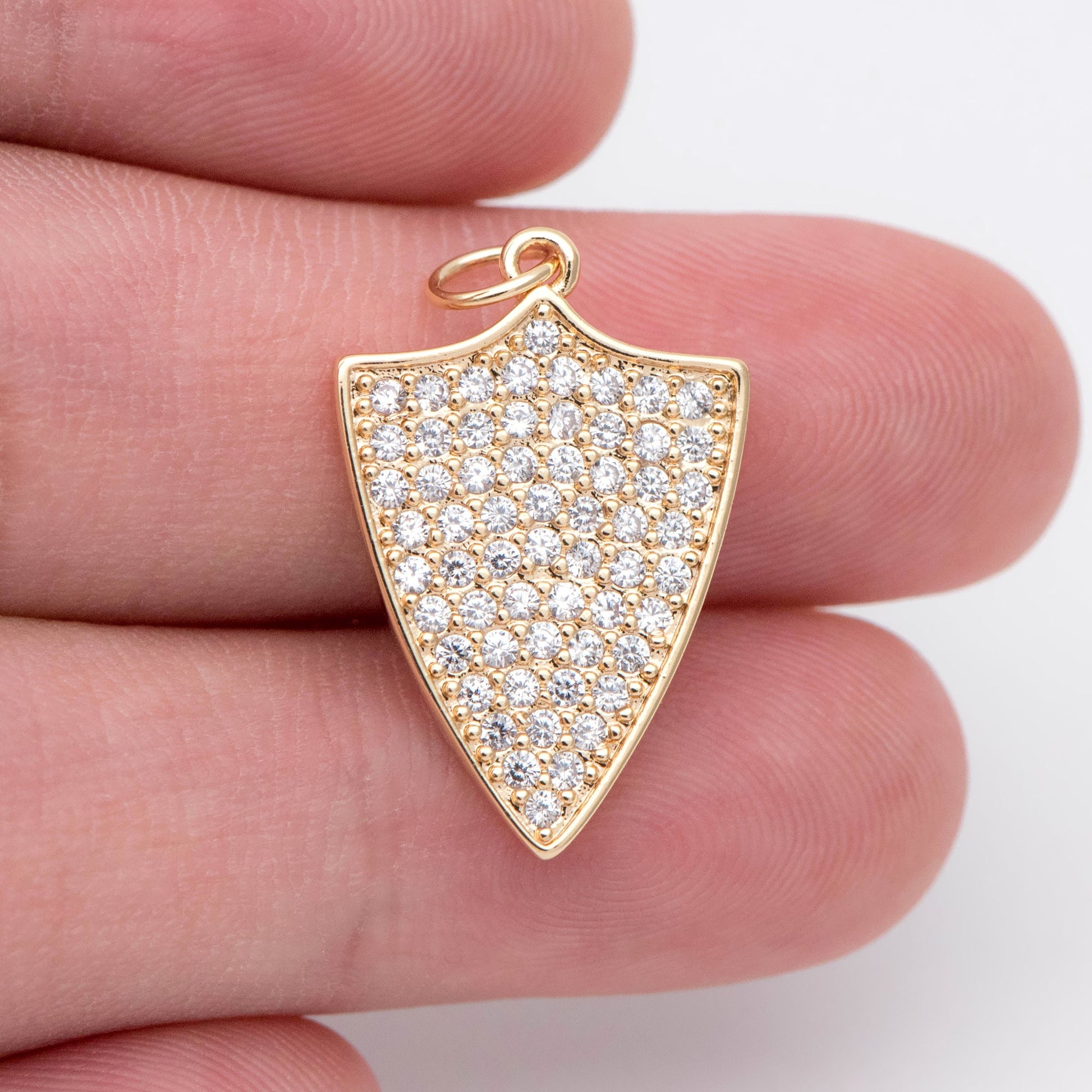4pcs CZ pave Dainty Shield Charm Medieval Knight Medallion Pendant for Necklace Earring Bracelet Charm (GB-1560)