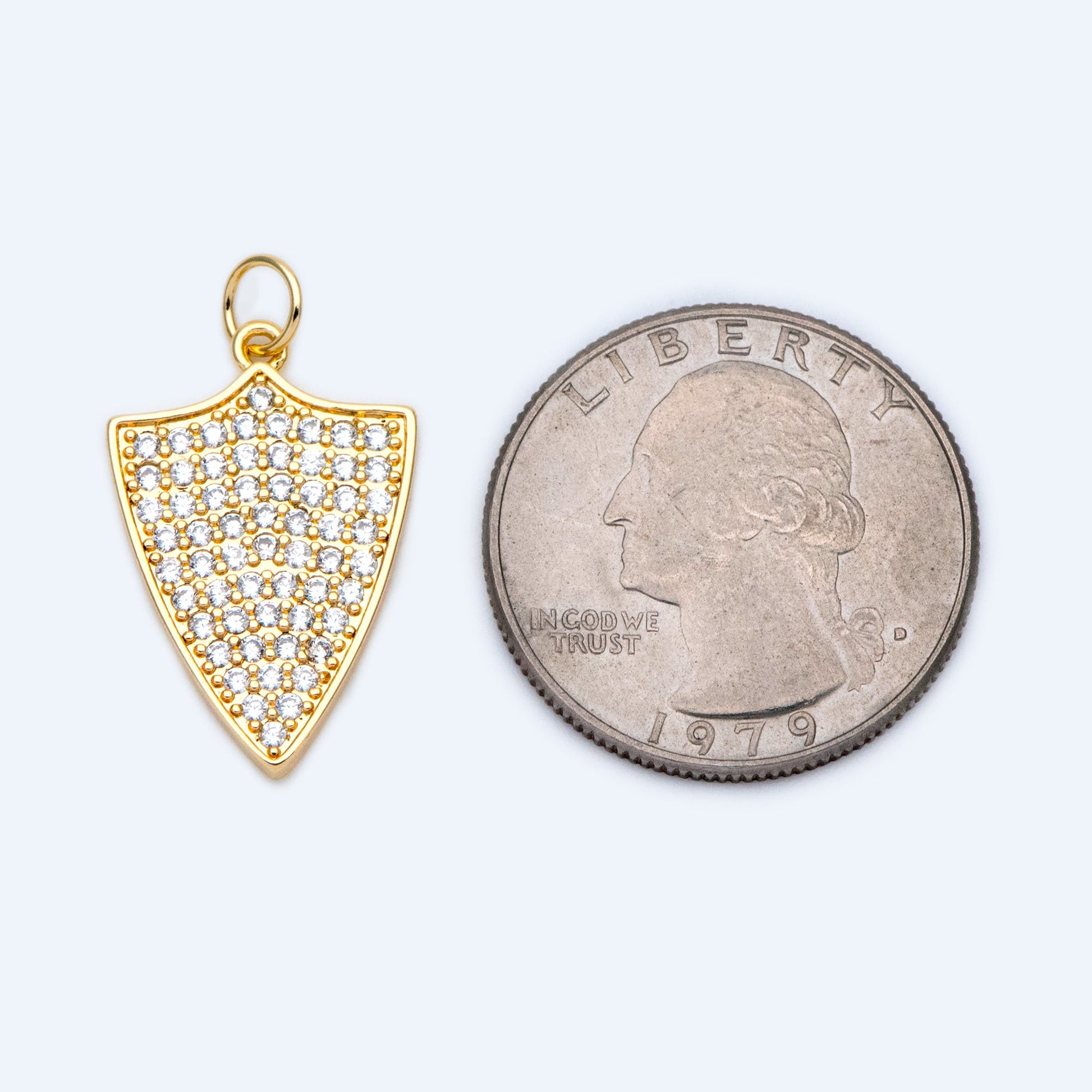 4pcs CZ pave Dainty Shield Charm Medieval Knight Medallion Pendant for Necklace Earring Bracelet Charm (GB-1560)