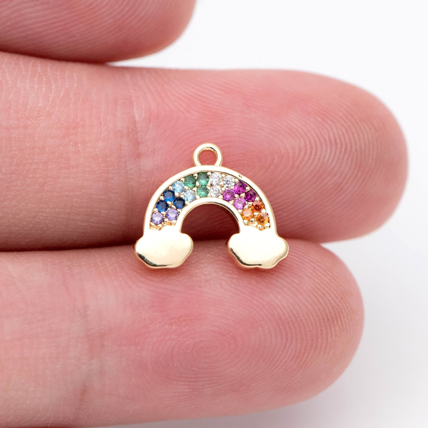 10pcs CZ Pave Rainbow Charms 10x12mm, 18K Gold plated Brass Rainbow Pendants (GB-1566)