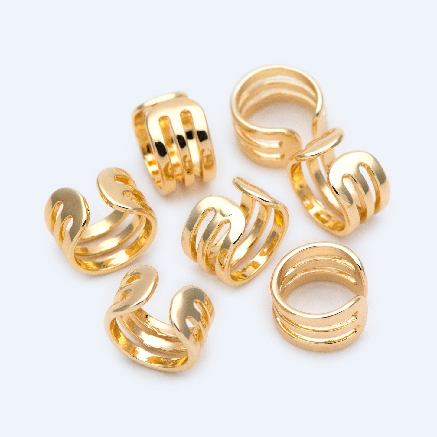10pcs Adjustable Gold Ear Cuffs, Gold/ Silver plated Brass Earwire Earring Clips (GB-2826-G)