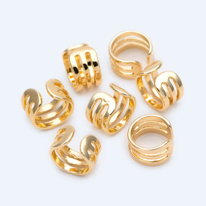 10pcs Adjustable Gold Ear Cuffs, Gold/ Silver plated Brass Earwire Earring Clips (GB-2826-G)