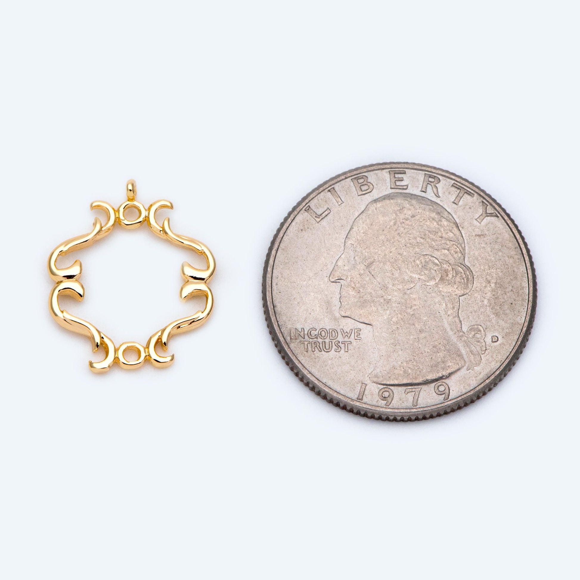 10pcs Gold Filigree Charm Connectors, Earring Charms, Necklace Pendants, Gold plated Brass (GB-1645)