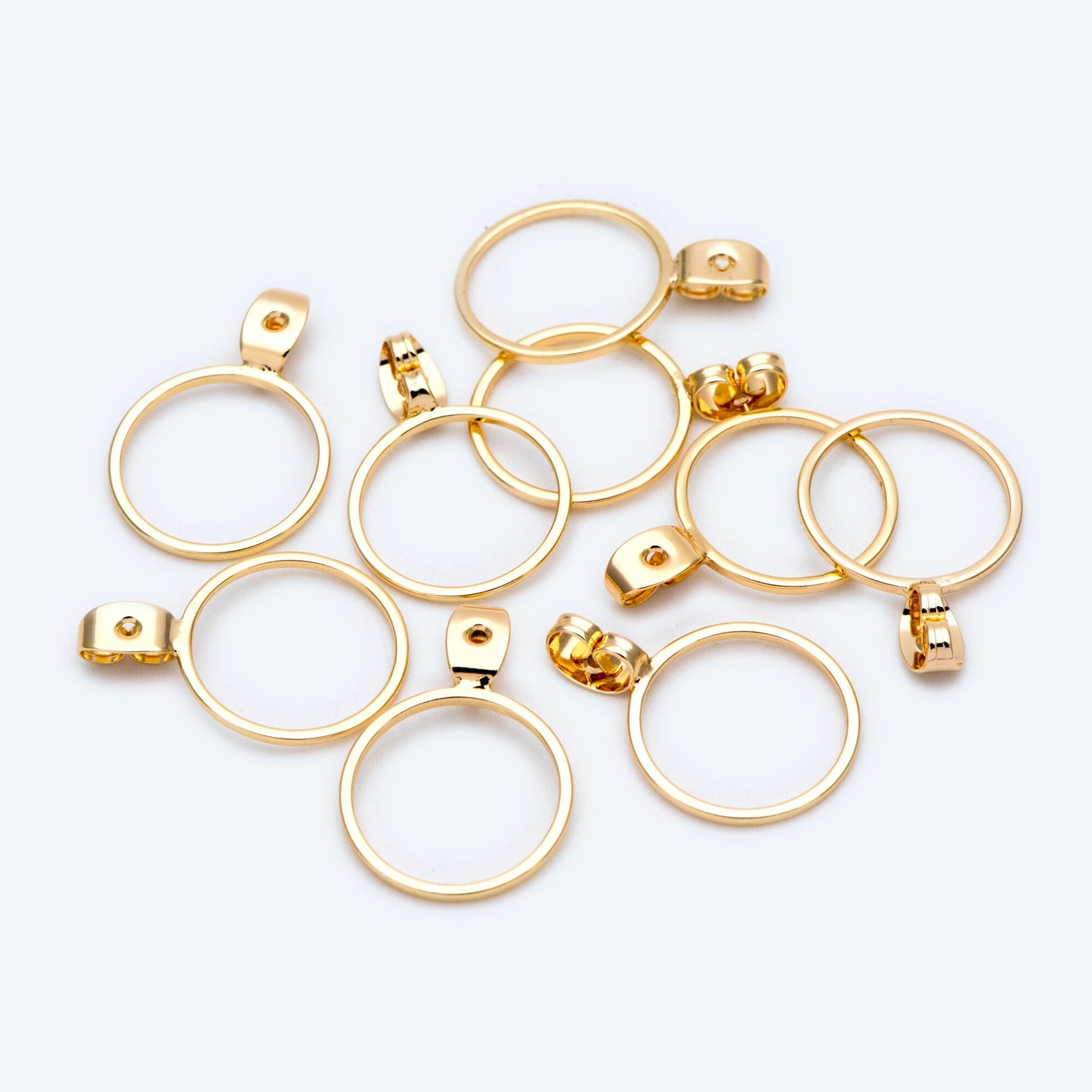 10pcs Gold/ Silver Tone Ear Back Stopper, Earring Nut with Ring, Ear Jacket Jewelry Findings, Gold/ Rhodium plated Brass (#GB-1660)