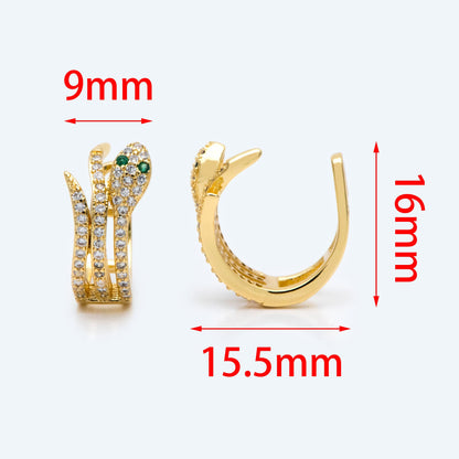 2pcs CZ Pave Snake Ear Cuff, Cartilage, Dainty Earcuff Earring (GB-1665)