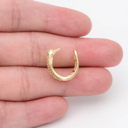 2pcs CZ Pave Snake Ear Cuff, Cartilage, Dainty Earcuff Earring (GB-1665)