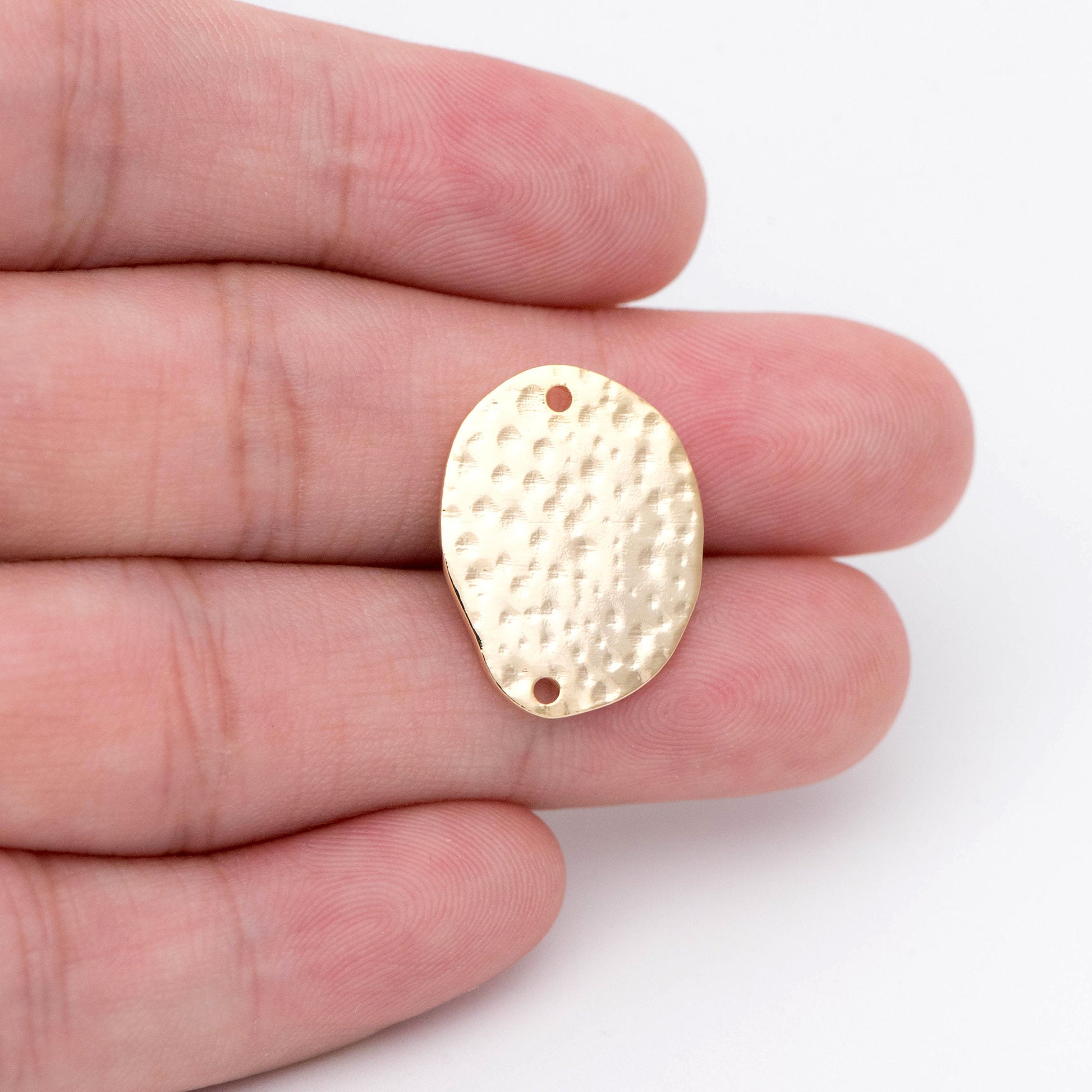 10pcs Hammered Oval Connector, Oval Charm, Gold plated Brass Oval Pendant (GB-654-C)
