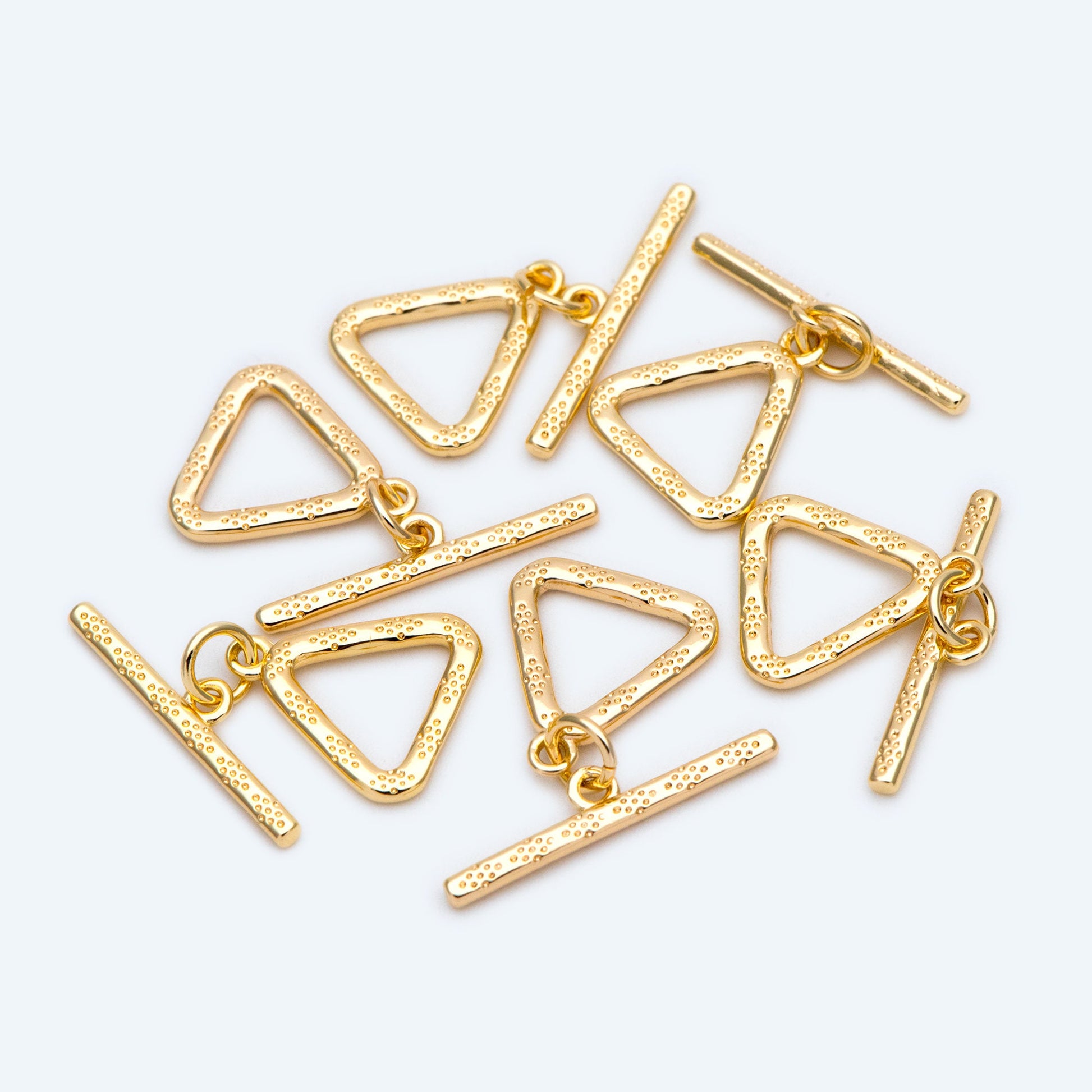 10 sets Gold Triangle Toggle Clasp, Real Gold plated Brass, Easy Close Clasp (#GB-1285-B)