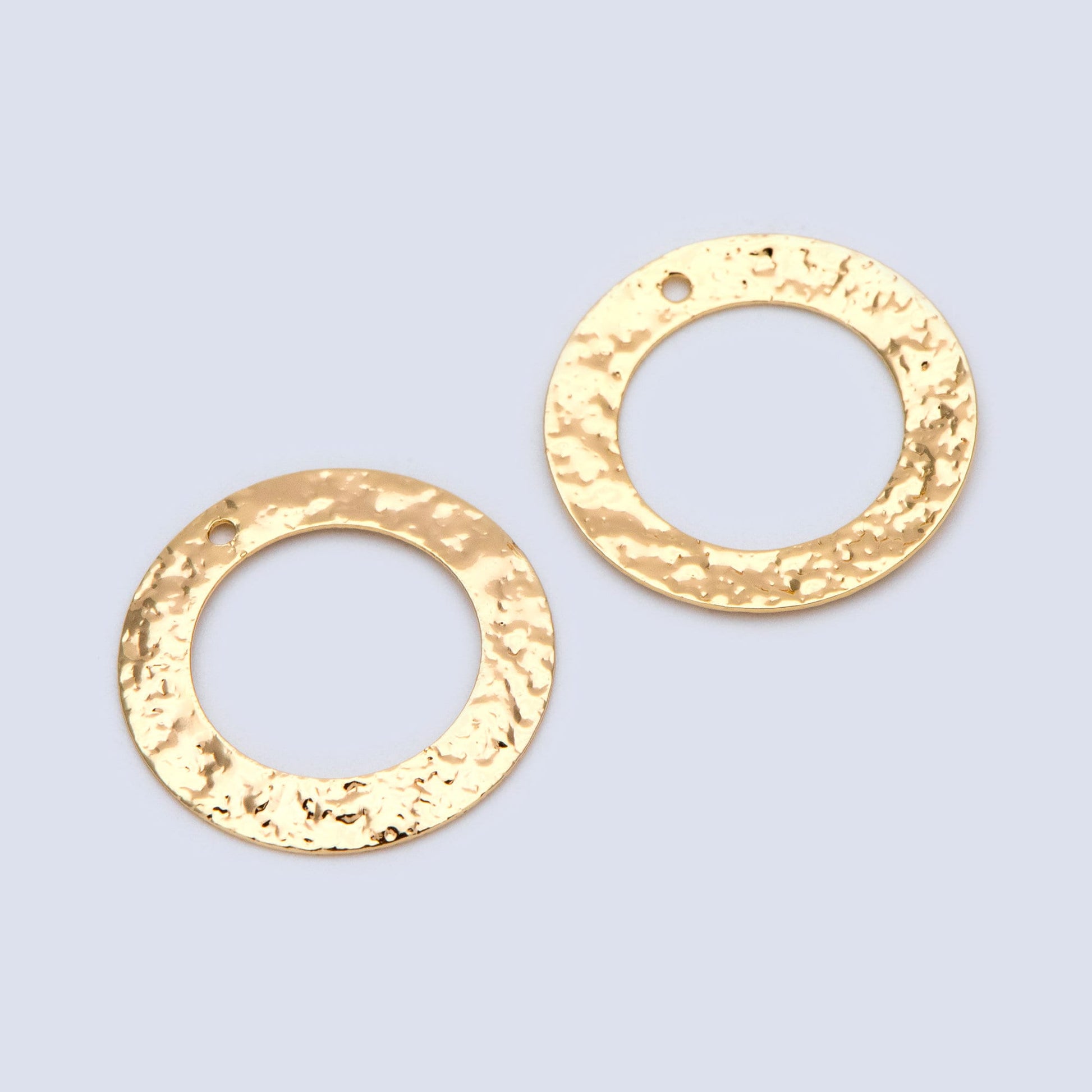 10pcs Gold/ Silver tone Circle Disc Pendant 21mm, Gold/ Rhodium plated Brass Geometric Hammered Charms (GB-1422-G)