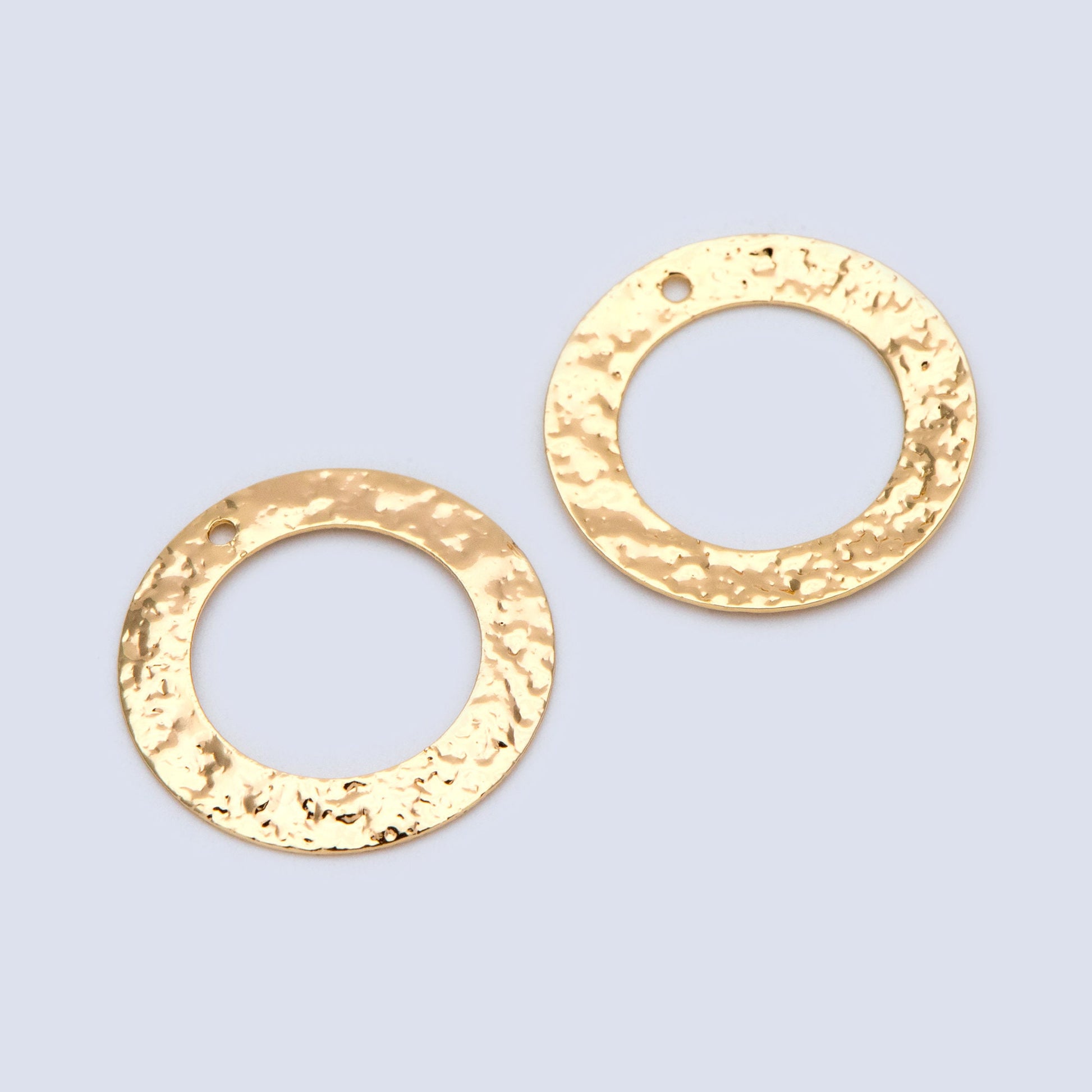 10pcs Gold/ Silver tone Circle Disc Pendant 21mm, Gold/ Rhodium plated Brass Geometric Hammered Charms (GB-1422-G)