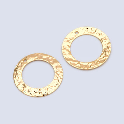10pcs Gold/ Silver tone Circle Disc Pendant 21mm, Gold/ Rhodium plated Brass Geometric Hammered Charms (GB-1422-G)