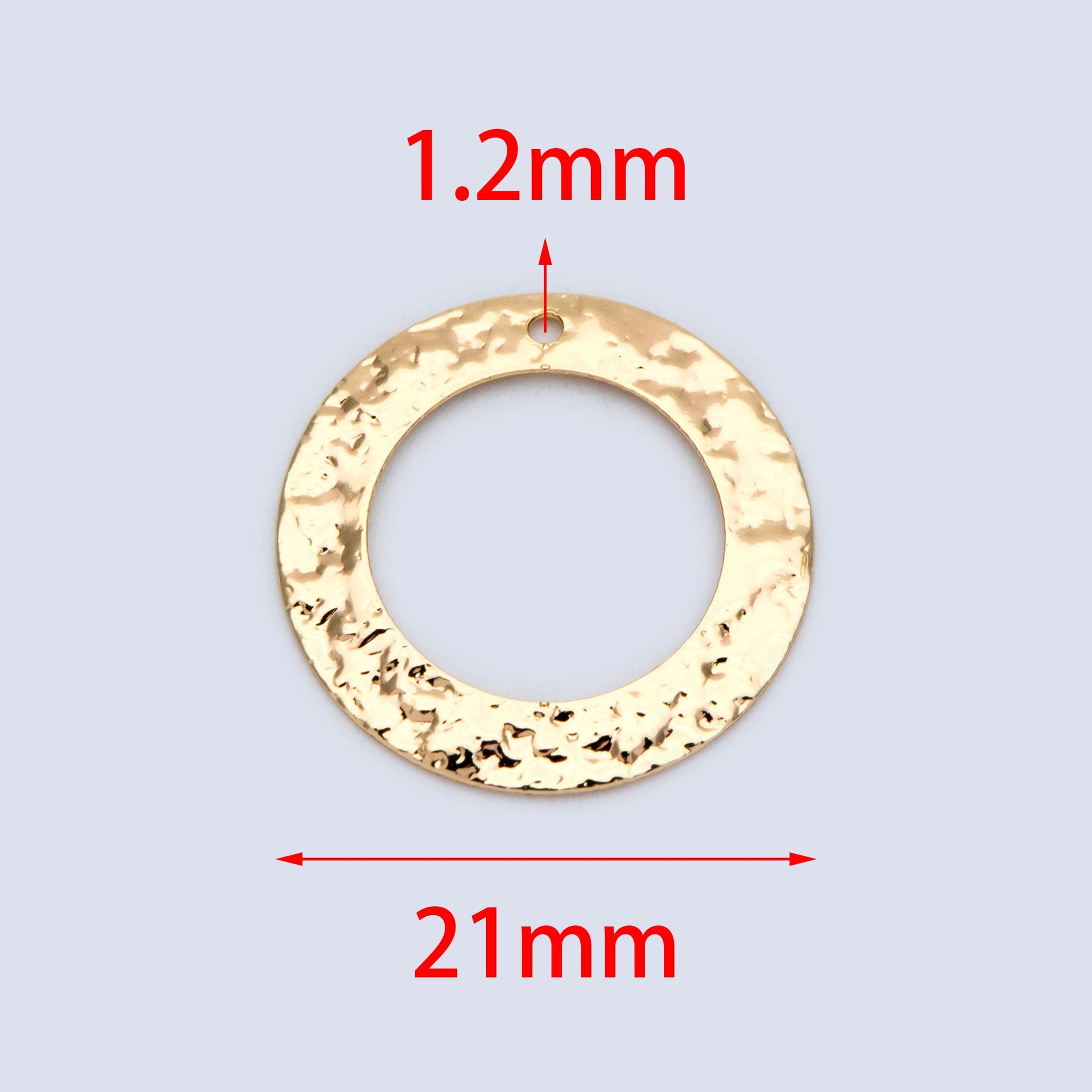 10pcs Gold/ Silver tone Circle Disc Pendant 21mm, Gold/ Rhodium plated Brass Geometric Hammered Charms (GB-1422-G)