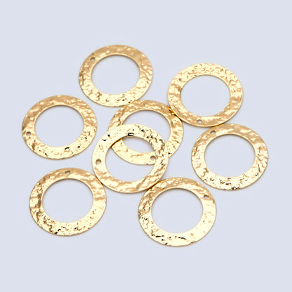10pcs Gold/ Silver tone Circle Disc Pendant 21mm, Gold/ Rhodium plated Brass Geometric Hammered Charms (GB-1422-G)