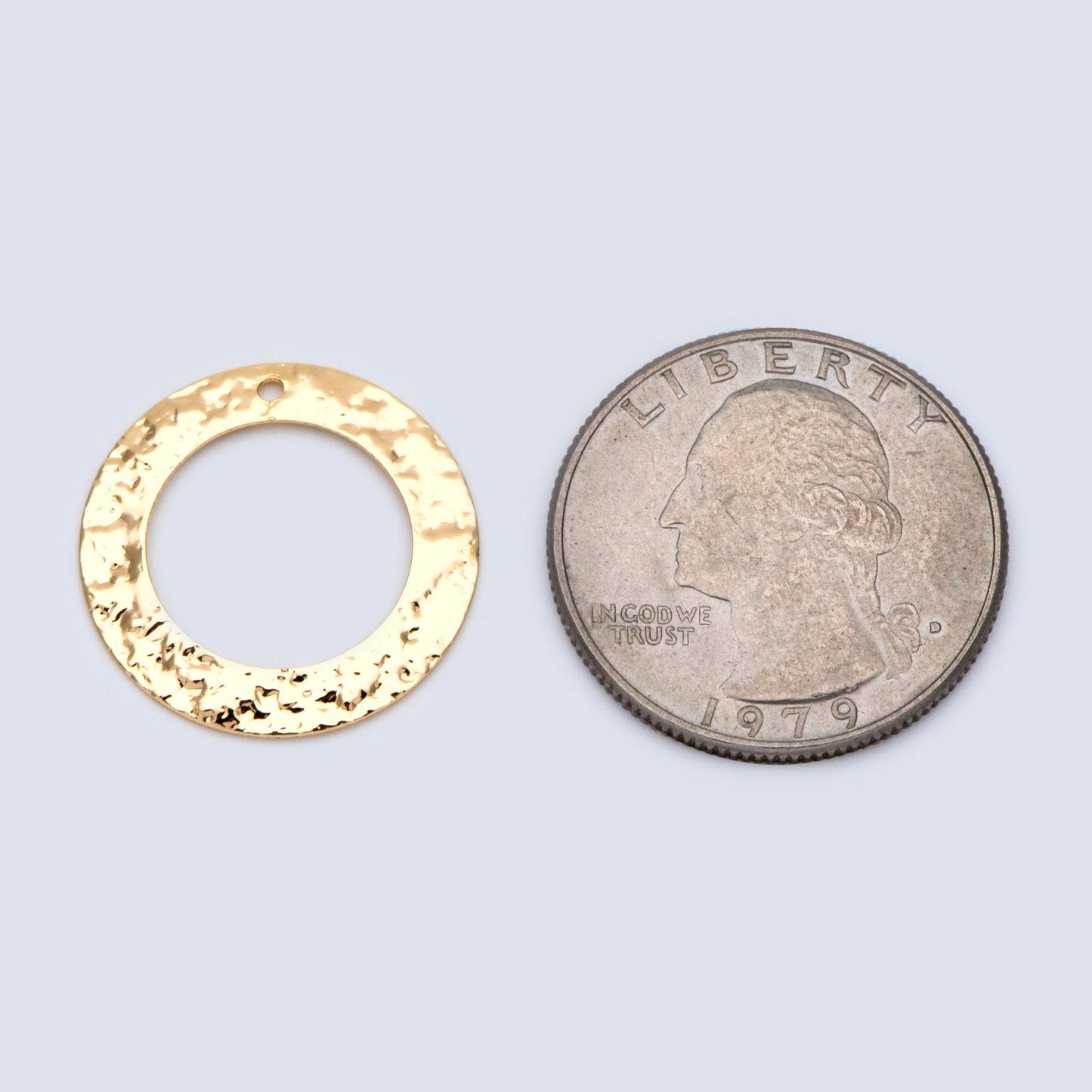 10pcs Gold/ Silver tone Circle Disc Pendant 21mm, Gold/ Rhodium plated Brass Geometric Hammered Charms (GB-1422-G)