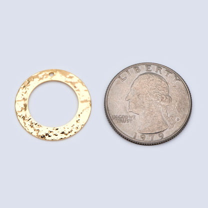 10pcs Gold/ Silver tone Circle Disc Pendant 21mm, Gold/ Rhodium plated Brass Geometric Hammered Charms (GB-1422-G)
