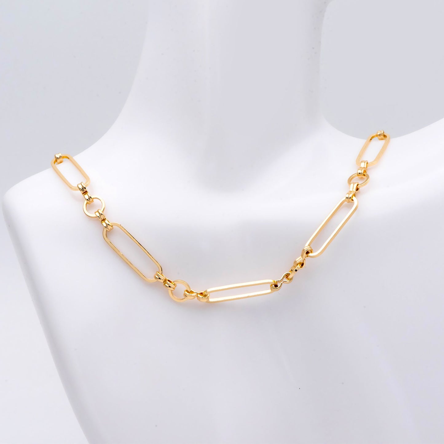 Long Oval Chains 6mm, 18K Gold plated Brass, Geometric Chain Findings Wholesale (#LK-435)/ 1 Meter=3.3 ft